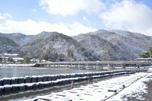 【2017】　京都の雪景色　渡月橋