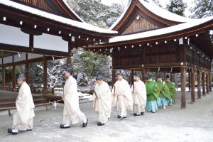 Shinto priests in Kamigamo shrine